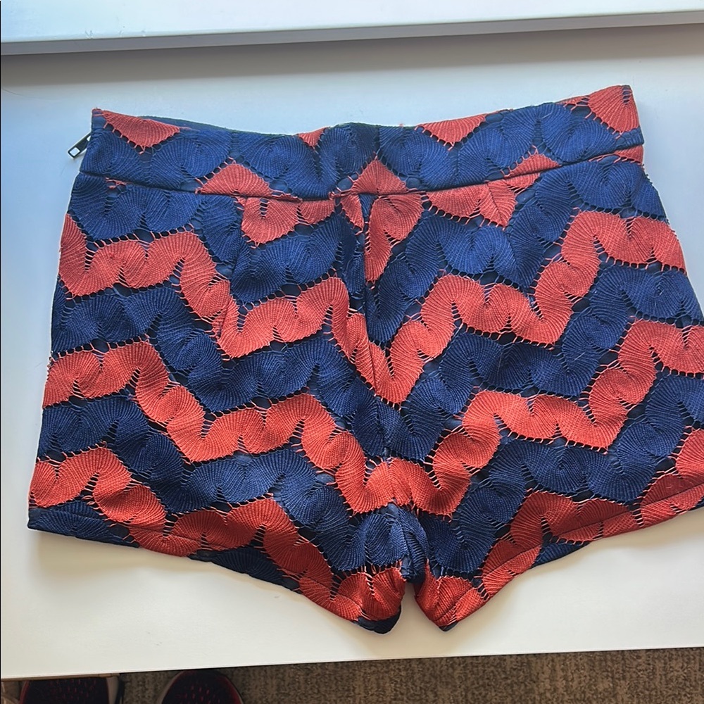 Judith March Orange and Navy High Waist Shorts